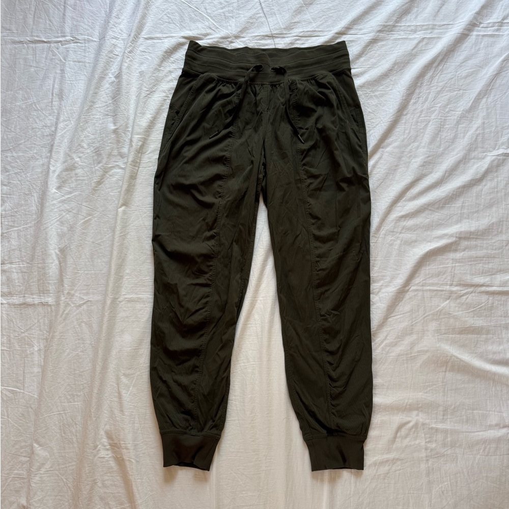 Olive green Lululemon Dance Studio joggers women’s size 8